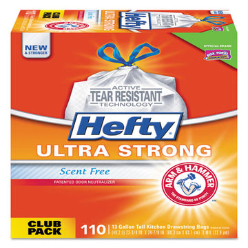 Hefty® Ultra Strong Tall Kitchen And Trash Bags, 13 Gal, 0.9 Mil, 23.75" X 24.88", White, 110-box freeshipping - TVN Wholesale